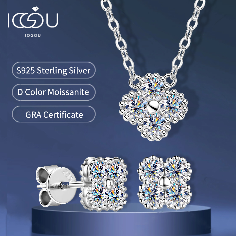 Diamond Stud Earrings - Set di gioielli con fiore di
