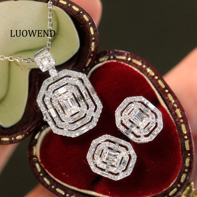 Diamond Stud Earrings - LUOWEND Orecchini in oro bianco 18