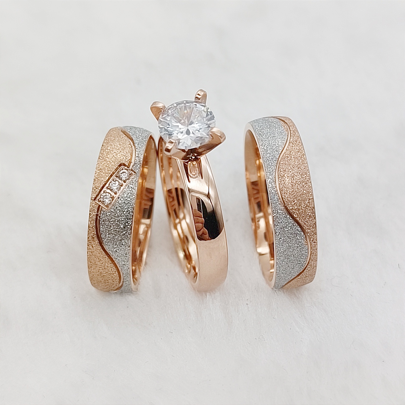Couple Ring Set - Proposta 3 pezzi Promessa di matrimonio